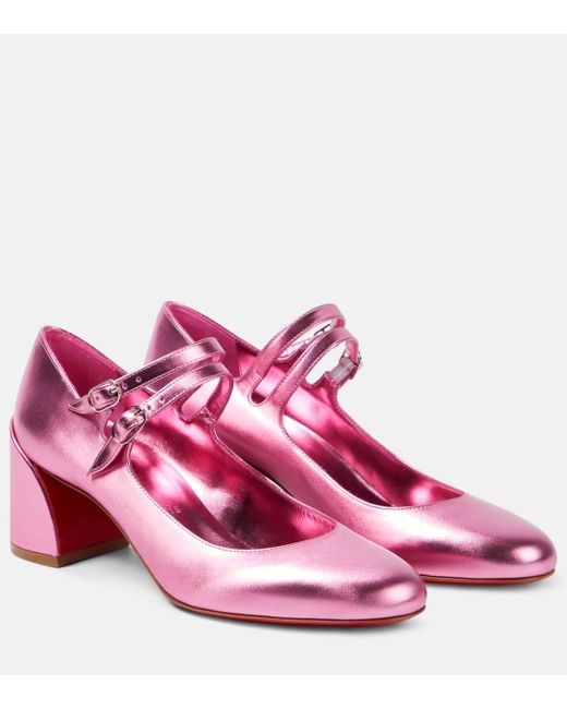 Christian Louboutin Pink Miss Jane Leather Mary Jane Pumps