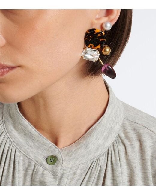 Dries Van Noten White Embellished Earrings
