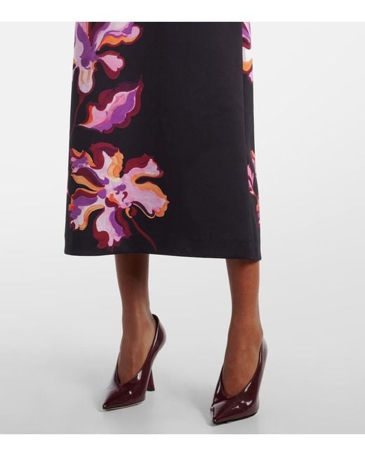 Dorothee Schumacher Purple Floral Neoprene Midi Dress