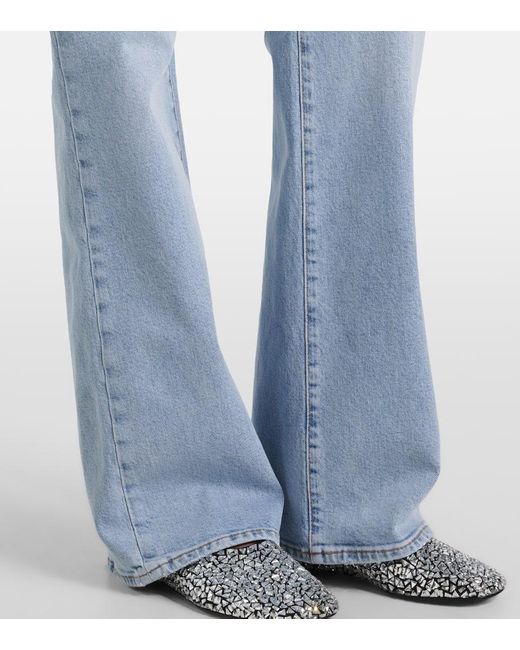 FRAME Blue Arrow High-Rise Bootcut Jeans