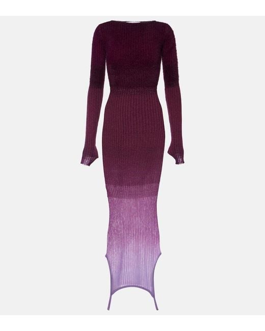 The Attico Purple Ribbed Midi Dress