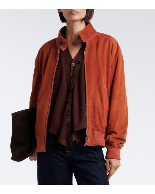 Tod's Red Suede Bomber Jacket