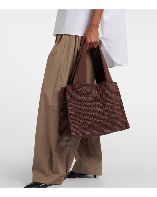 The Row Brown Loretta Raffia Tote Bag