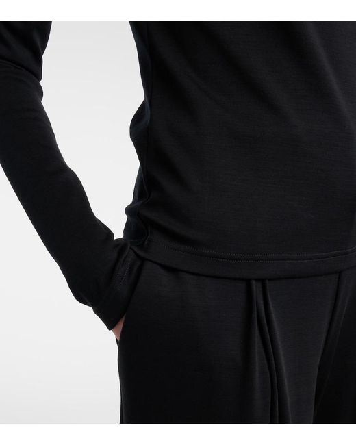 Max Mara Black Orafo Off-Shoulder Virgin Wool Top