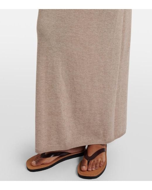 The Row Natural Nareen Knitted Cashmere Maxi Dress