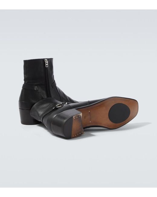 Tom Ford Black Clint Leather Ankle Boots for men