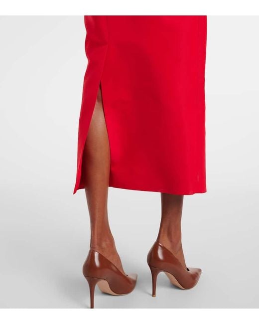 Carolina Herrera Red Off-Shoulder Silk Maxi Dress