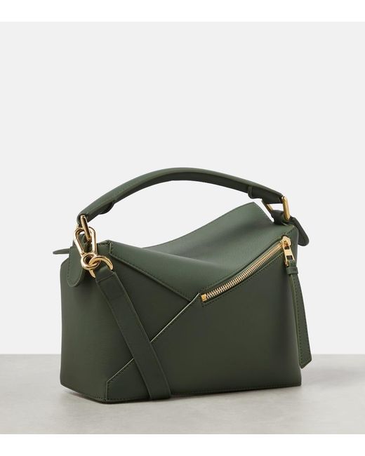 Loewe Green Puzzle Edge Small Textured-leather Shoulder Bag