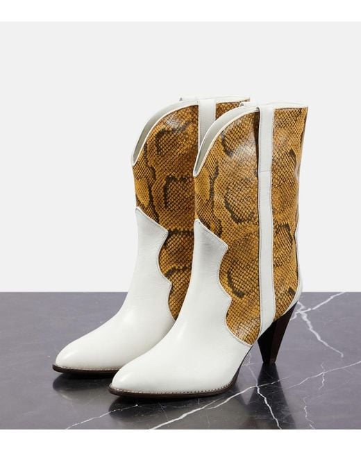 Isabel Marant White Witney Snake-Effect Leather Ankle Boots