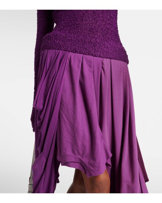 Acne Purple Damage Pleated Cotton Midi Dress