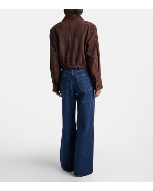 Agolde Brown Nahla Cropped Suede Jacket