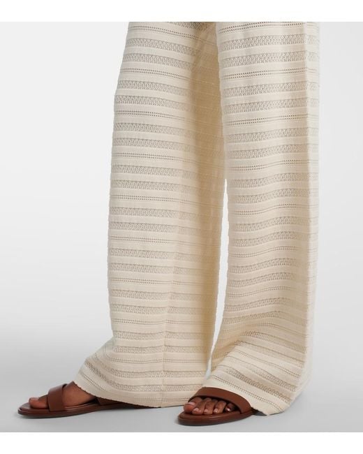 Faithfull The Brand Natural Tanya Pointelle Cotton-Blend Wide-Leg Pants