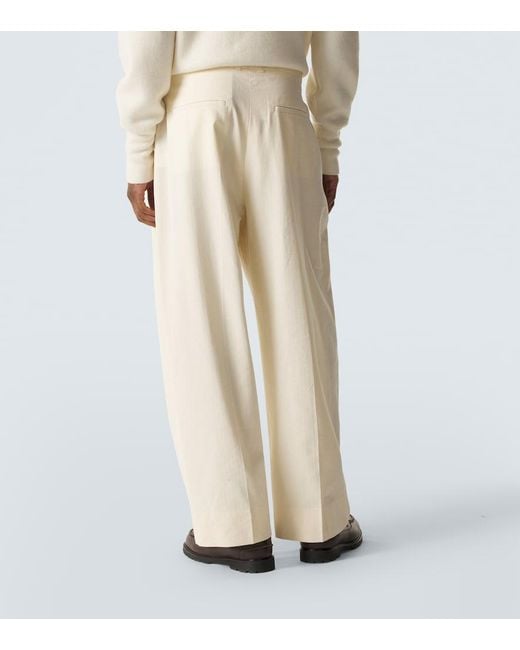 Studio Nicholson Natural Pull Cotton And Linen Wide-Leg Pants for men
