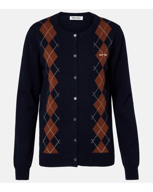 Miu Miu Blue Cardigan Aus Kaschmir
