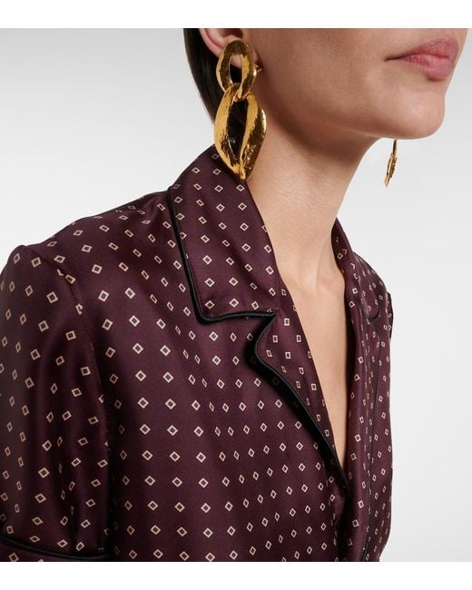 Saint Laurent Red Printed Silk Shirt