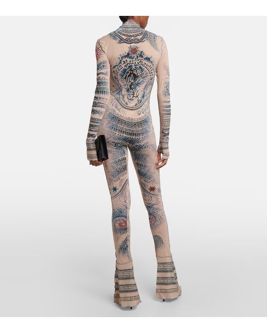 Jean Paul Gaultier Multicolor Tattoo Collection Jumpsuit aus Mesh