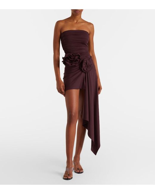 Magda Butrym Purple Floral-Applique Draped Miniskirt