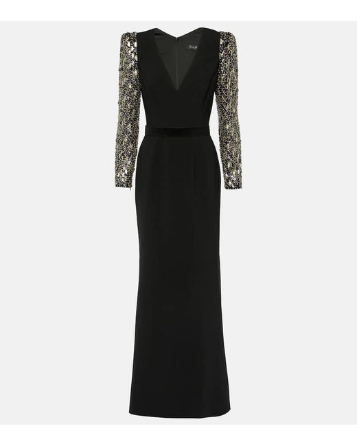 Jenny Packham Black Tabitha Crystal-embellished Gown