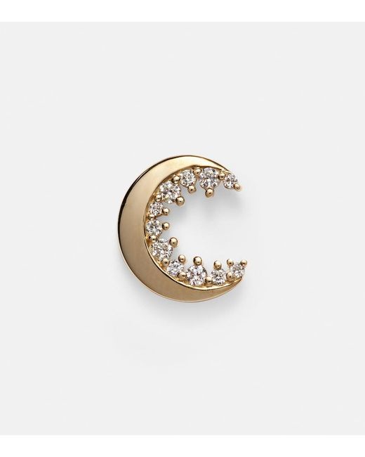 Sydney Evan White Crescent Moon 14Kt Single Earring With Diamonds