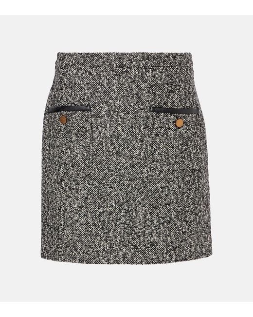 Max Mara Gray Cosa Wool-Blend Tweed Miniskirt