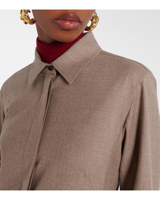 Max Mara Natural Pallino Cashmere-Blend Shirt Dress