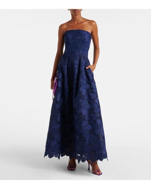Elie Saab Blue Lace Bustier Gown