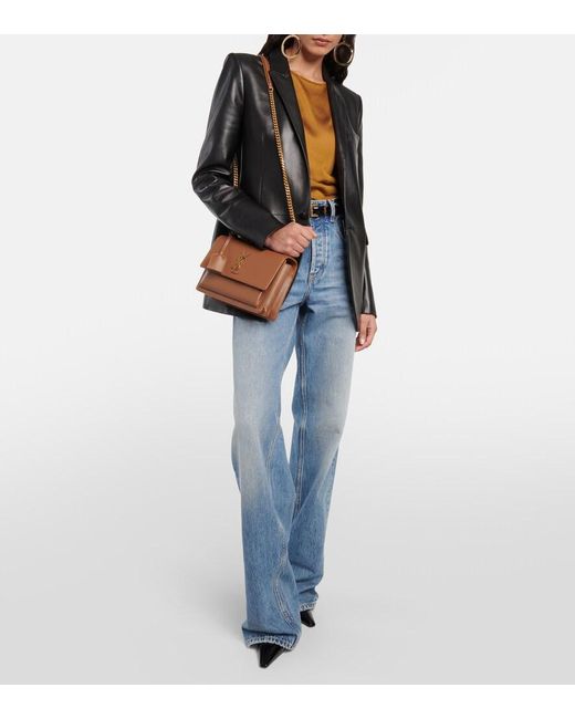 Saint Laurent Brown Sunset Medium Leather Shoulder Bag