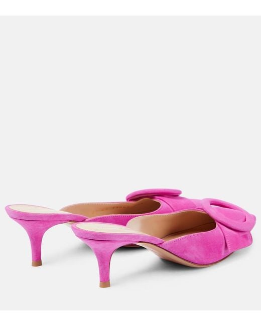 Gianvito Rossi Pink Portofino Suede Mules