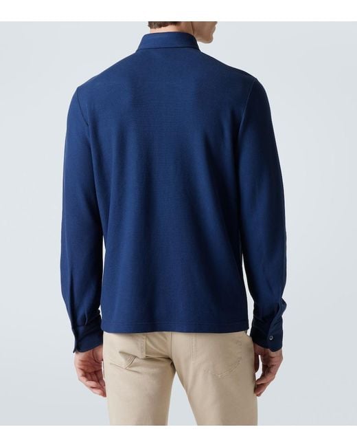 Loro Piana Blue Cotton Pique Polo Shirt for men