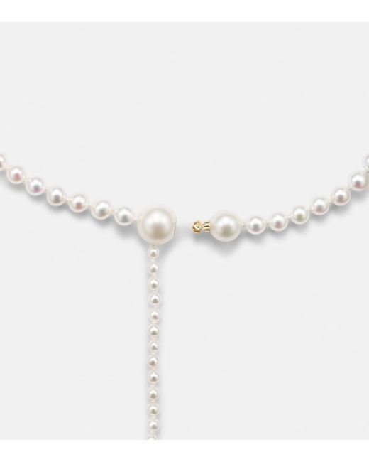Sophie Bille Brahe White La Belle Moon 14Kt Necklace With Pearls