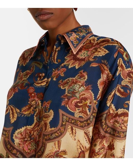 Zimmermann Multicolor Aster Printed Silk Shirt