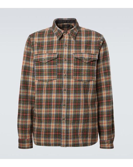 RRL Brown Plaid Wool And Cotton-Blend Twill Shirt for men