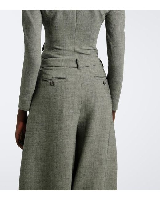 Magda Butrym Gray Herringbone Wool-Blend Barrel-Leg Pants