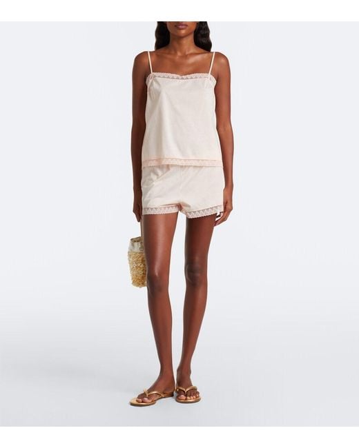 Eres Natural Sensoriel Lace-Trimmed Cotton Camisole