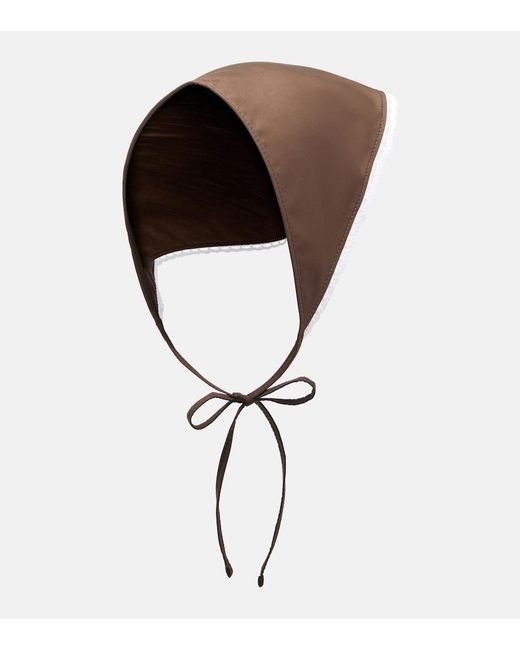Miu Miu Brown Crochet-Trimmed Cotton Poplin Scarf