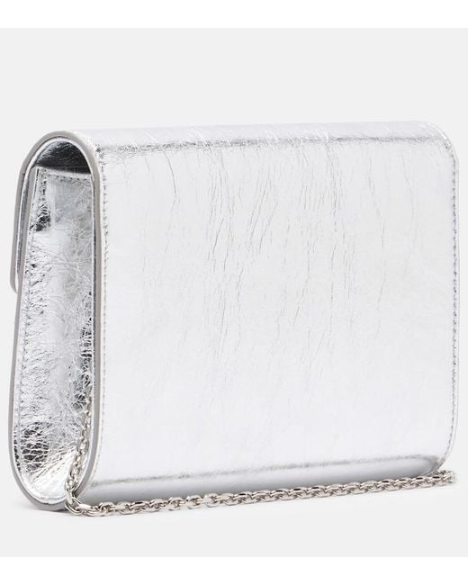 Roger Vivier Gray Efflorescence Mini Metallic Leather Clutch