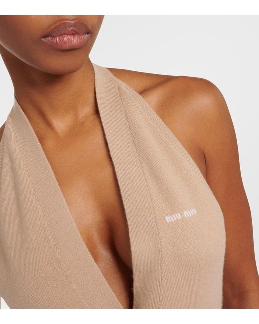 Miu Miu Natural Knitted Cashmere Vest