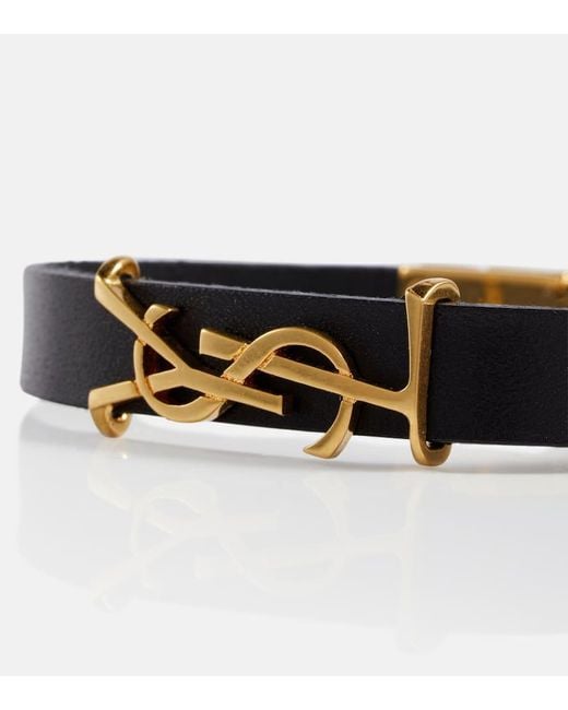Saint Laurent Black Lederarmband Mit Ysl-Anhänger