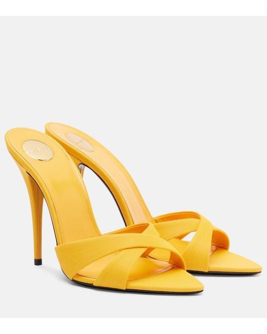 Saint Laurent Yellow Kirat Crepe Satin Mules