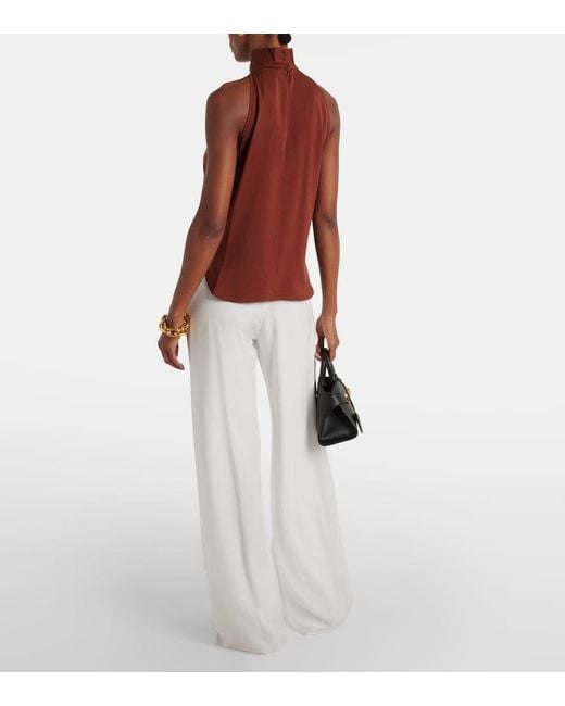 Max Mara Red Memore Halterneck Silk Top
