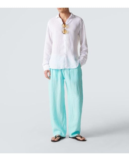 Vilebrequin Blue Linen Wide-Leg Pants for men