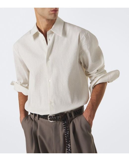 Studio Nicholson White View Striped Cotton And Linen Shirt for men