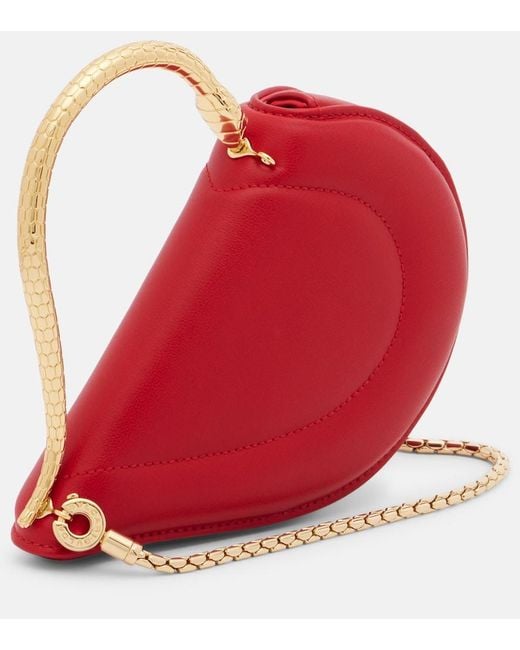 BVLGARI Red Serpenti Cuoricino Mini Leather Top-Handle Bag