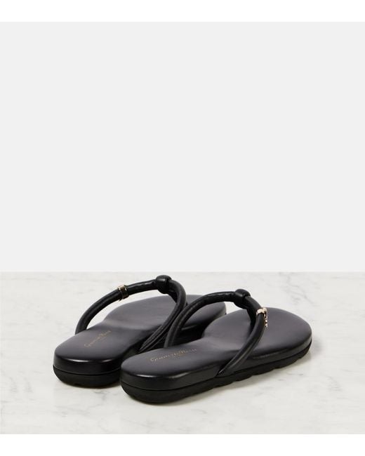 Gianvito Rossi Brown Juno Leather Thong Sandals