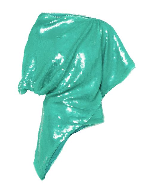 Top asymetrique a sequins The Attico en coloris Green