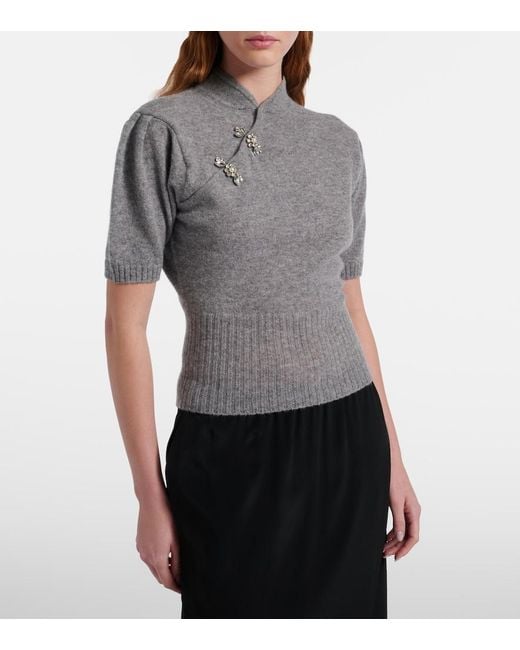 Simone Rocha Gray Embellished Cashmere Sweater