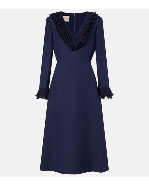 Valentino Blue Midikleid Aus Crepe Couture
