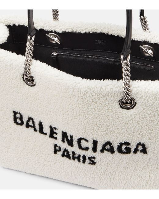 Balenciaga Natural Leather-trimmed Shearling Tote Bag