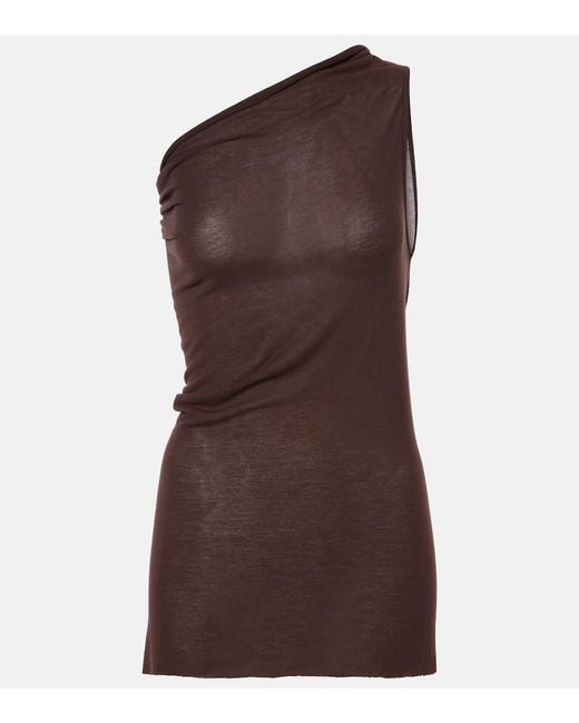 Rick Owens Brown Athena One-Shoulder Top