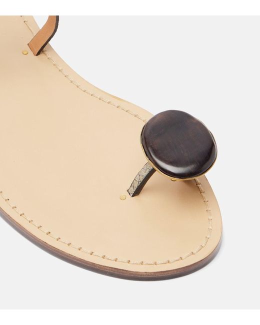 Amanu Natural Kigali Snake-Effect Leather Sandals